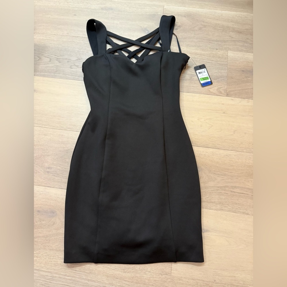 Guess Black One Shoulder Sheath Mini Dress